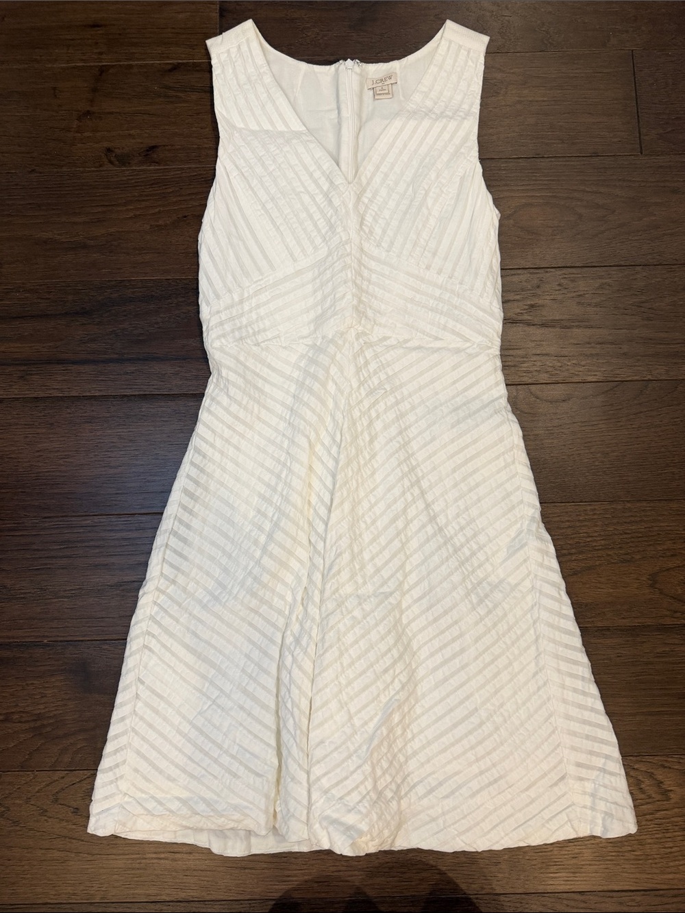 J. Crew White Textured Sleeveless Fit-and-Flare Dress Size 0 Petite - C31-062